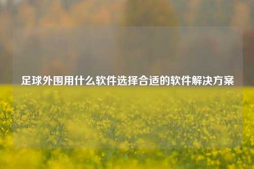 足球外围用什么软件选择合适的软件解决方案