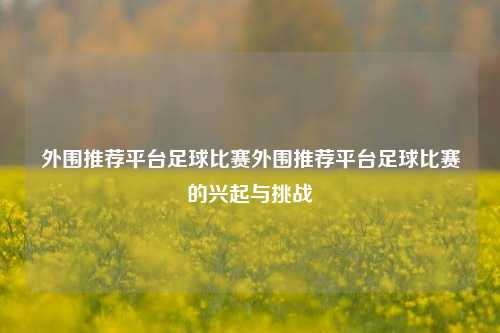 外围推荐平台足球比赛外围推荐平台足球比赛的兴起与挑战