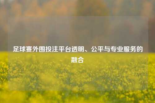 足球赛外围投注平台透明、公平与专业服务的融合