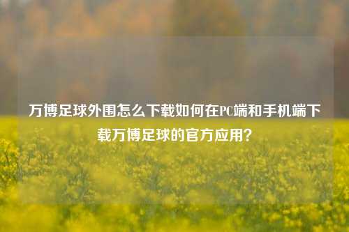 万博足球外围怎么下载如何在PC端和手机端下载万博足球的官方应用？